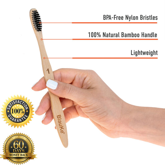 Bamboo Toothbrush Set — 5 Pack (Charcoal Bristles)